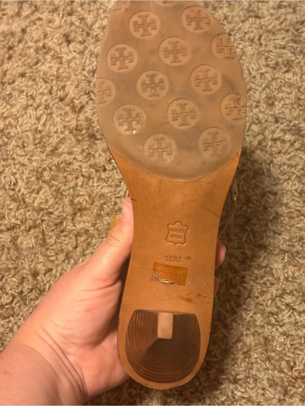 Tory Burch Holly Miller Leather Logo Kitten Heel Sandals
